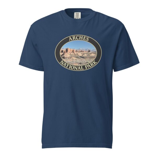 The Windows Arches National Park T-Shirt – Scenic Desert Arch Vista Comfort Colors Tee (Front print, black graphic) - Image 6