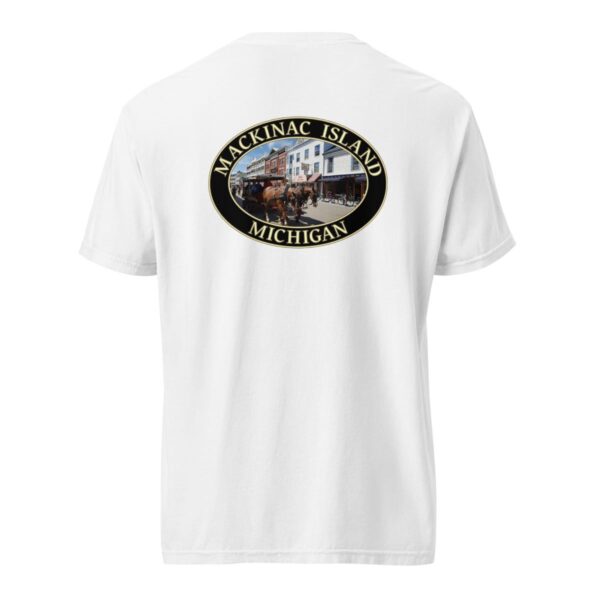 Mackinac Island T-Shirt - Downtown Horse and Carriage Graphic on Comfort Colors Heavyweight (Back print, black graphic) - Image 8