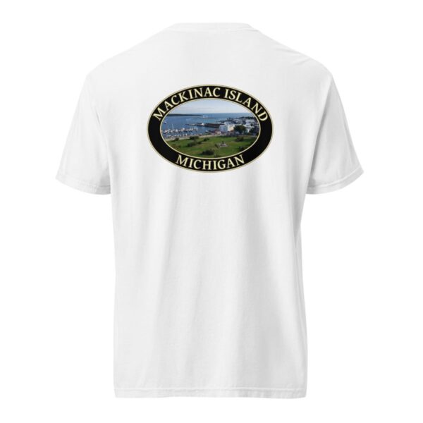 Mackinac Island T-Shirt - Harbor and Downtown Graphic on Comfort Colors Heavyweight (Back print, black graphic) - Image 8