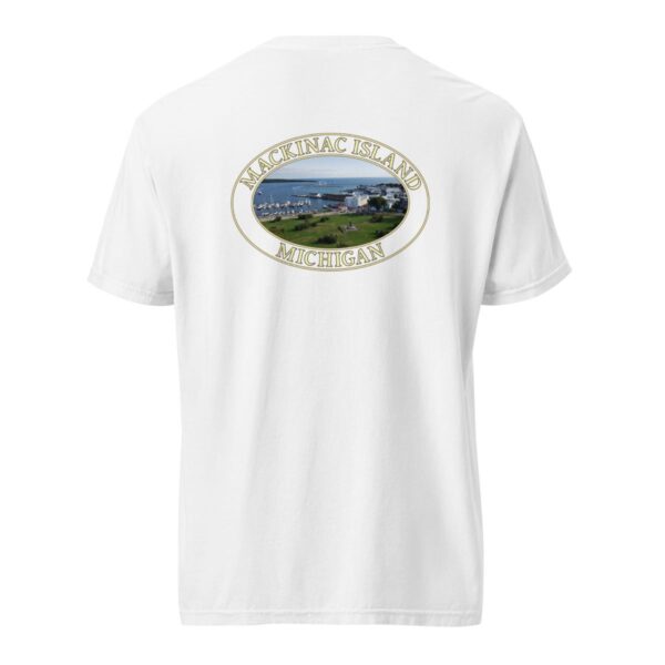 Mackinac Island T-Shirt - Harbor and Downtown Graphic on Comfort Colors Heavyweight (Back print, transparent graphic) - Image 8