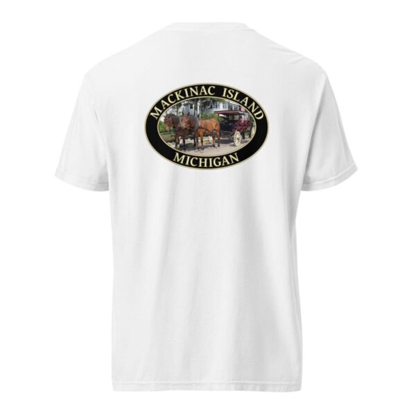 Mackinac Island T-Shirt - Horse and Carriage West Bluff Graphic on Comfort Colors Heavyweight (Back print, black graphic) - Image 8