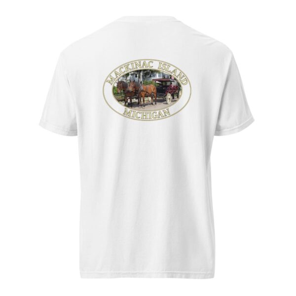 Mackinac Island T-Shirt - Horse and Carriage West Bluff Graphic on Comfort Colors Heavyweight (Back print, transparent graphic) - Image 8