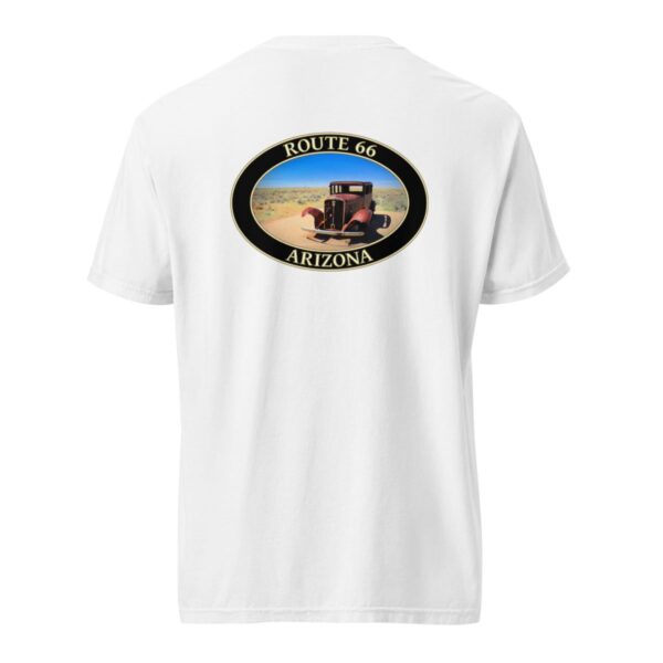 Route 66 Arizona T-Shirt - Antique Car Graphic on Comfort Colors Heavyweight (Back Print, Black Graphic) - Image 8