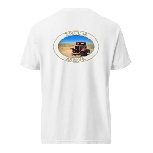 Route 66 Arizona T-Shirt - Antique Car Graphic on Comfort Colors Heavyweight (Back Print, Transparent Graphic) - Image 8