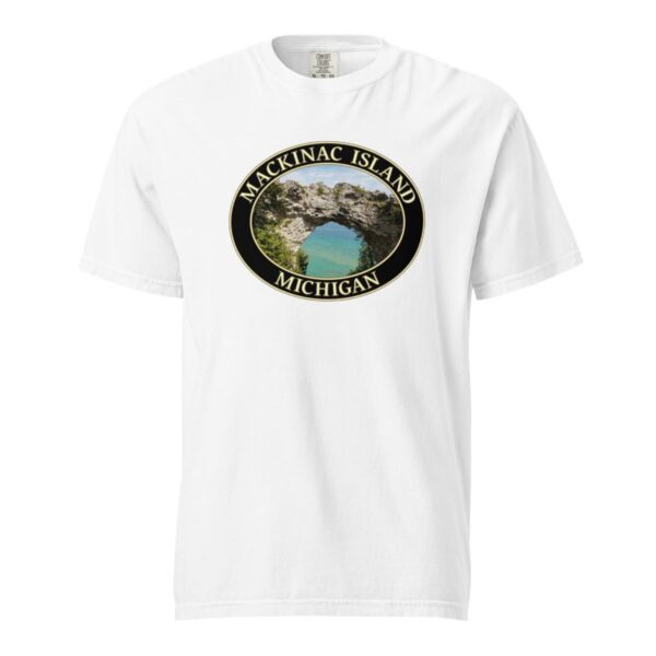 Mackinac Island T-Shirt - Arch Rock Graphic on Comfort Colors Heavyweight (Front print, black graphic) - Image 7