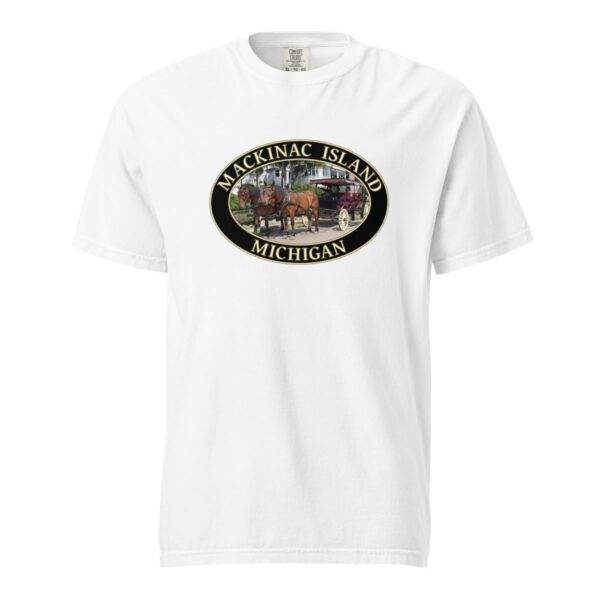 Mackinac Island T-Shirt - Horse and Carriage West Bluff Graphic on Comfort Colors Heavyweight (Front print, black graphic) - Image 7