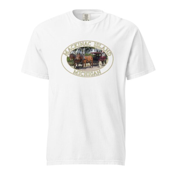 Mackinac Island T-Shirt - Horse and Carriage West Bluff Graphic on Comfort Colors Heavyweight (Front print, transparent graphic) - Image 7