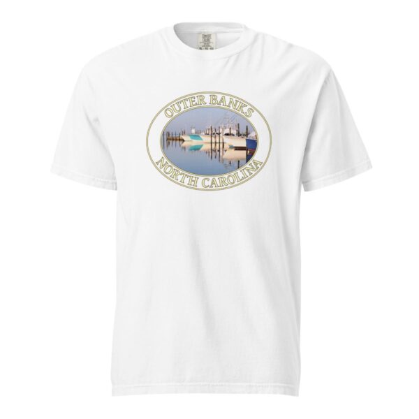 Outer Banks T-Shirt - Oregon Inlet Fishing Boats Graphic on Comfort Colors Heavyweight (Front print, transparent graphic) - Image 7