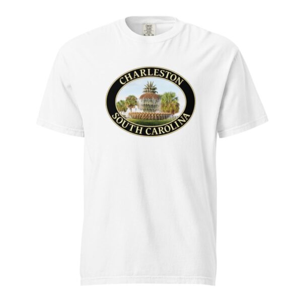 Charleston T-Shirt - Pineapple Fountain Graphic on Comfort Colors Heavyweight (Front print, black graphic) - Image 7