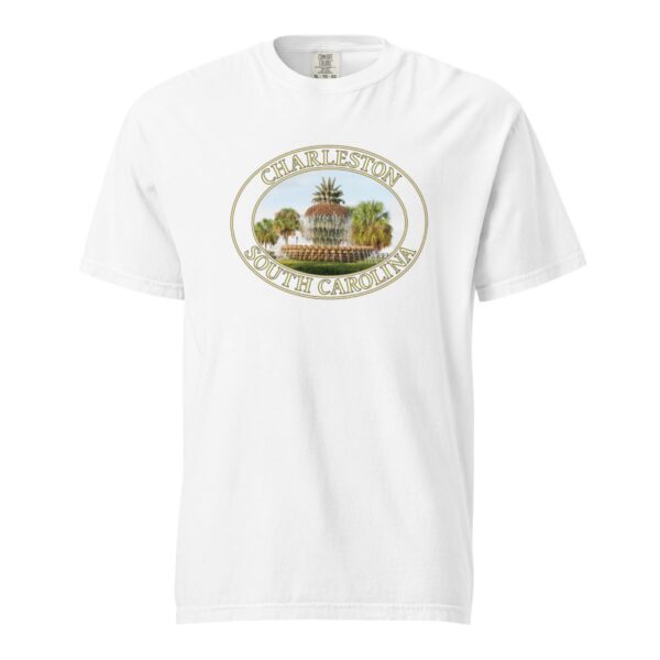 Charleston T-Shirt - Pineapple Fountain Graphic on Comfort Colors Heavyweight (Front print, transparent graphic) - Image 7