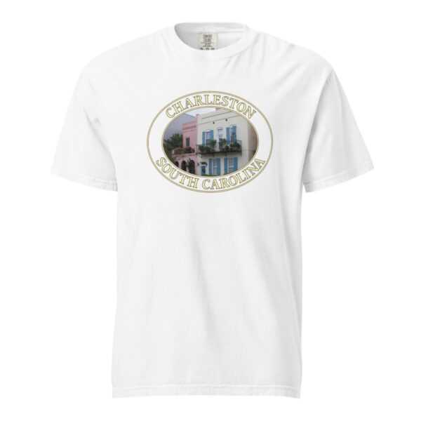 Charleston T-Shirt - Rainbow Row Homes Graphic on Comfort Colors Heavyweight (Front print, transparent graphic) - Image 7