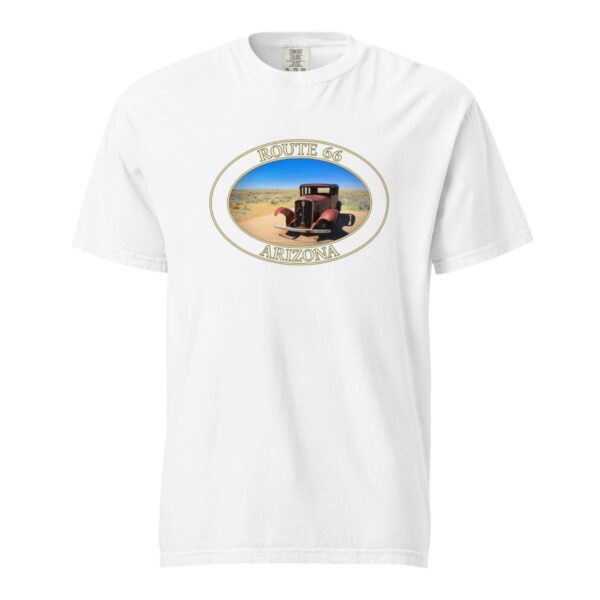 Route 66 Arizona T-Shirt - Antique Car Graphic on Comfort Colors Heavyweight (Front Print, Transparent Graphic) - Image 7