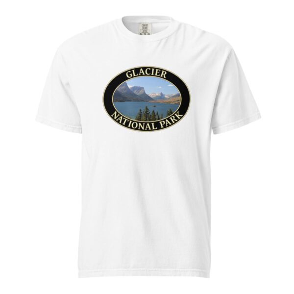 Glacier National Park T-Shirt - Saint Mary Lake Graphic on Comfort Colors Heavyweight (Front print, black graphic) - Image 7