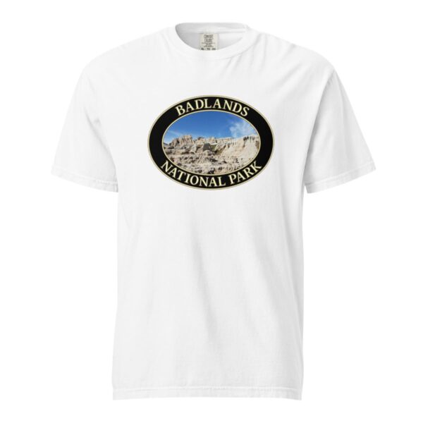 Badlands National Park T-Shirt - Scenic Graphic on Comfort Colors Heavyweight (Front print, black graphic) - Image 7