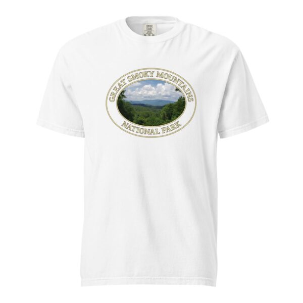 Great Smoky Mountains National Park T-Shirt - Scenic Tennessee Landscape on Comfort Colors Heavyweight Tee (Front print, transparent graphic) - Image 7