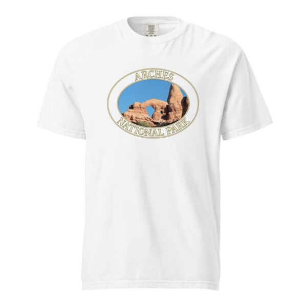 Turret Arch Arches National Park T-Shirt – Iconic Desert Arch Comfort Colors Tee (Front print, transparent graphic) - Image 7