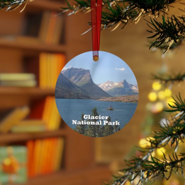 Glacier National Park Ornament - Saint Mary Lake Scene, 3.5" Double-Sided Aluminum Christmas Ornament, Personalized Gift - Image 3