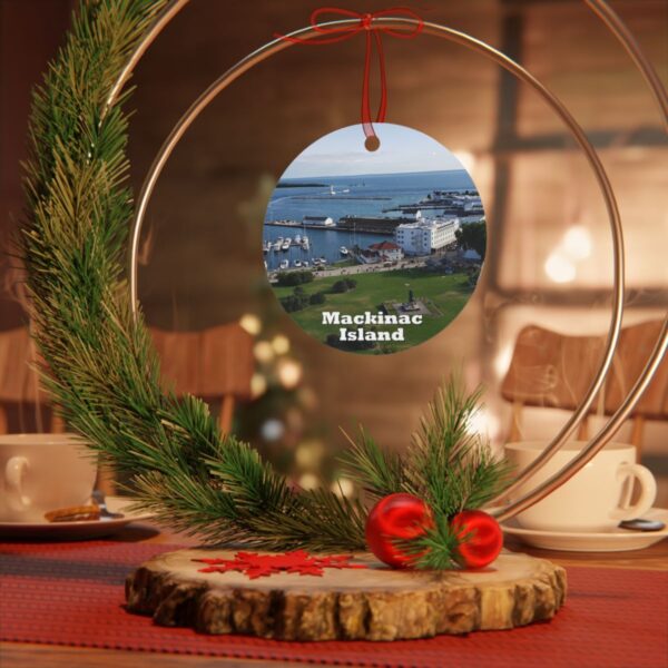 Mackinac Island Ornament - Harbor and Downtown Scene, 3.5" Double-Sided Aluminum Christmas Ornament, Personalized Gift - Image 4