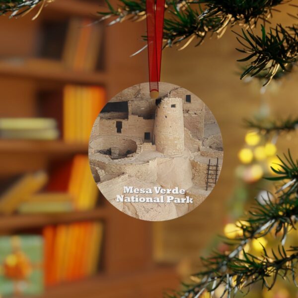 Mesa Verde National Park Ornament - Cliff Palace Closeup Scene, 3.5" Double-Sided Aluminum Christmas Ornament, Personalized Gift - Image 3