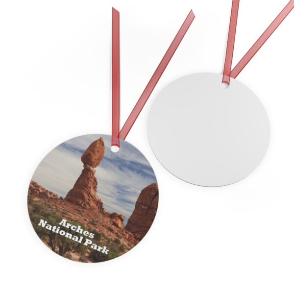 Arches National Park Ornament - Balanced Rock, 3.5" Double-Sided Aluminum Christmas Ornament - Image 2