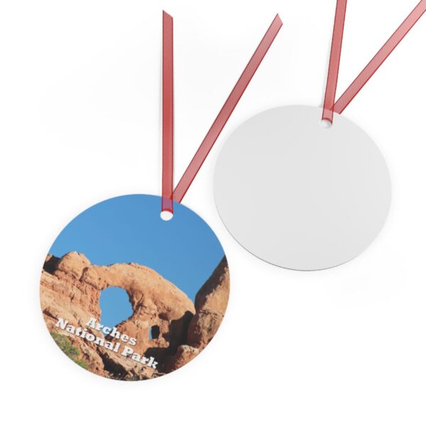 Arches National Park Ornament - Turret Arch, 3.5" Double-Sided Aluminum Christmas Ornament - Image 2