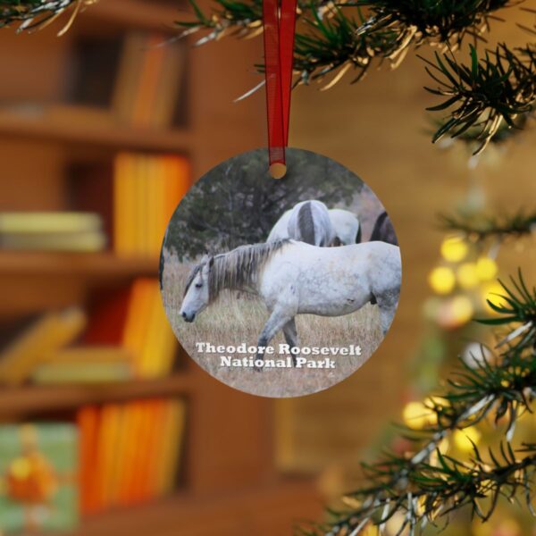 Theodore Roosevelt National Park Ornament - Wild Horses Scene, 3.5" Double-Sided Aluminum Christmas Ornament, Personalized Gift - Image 3