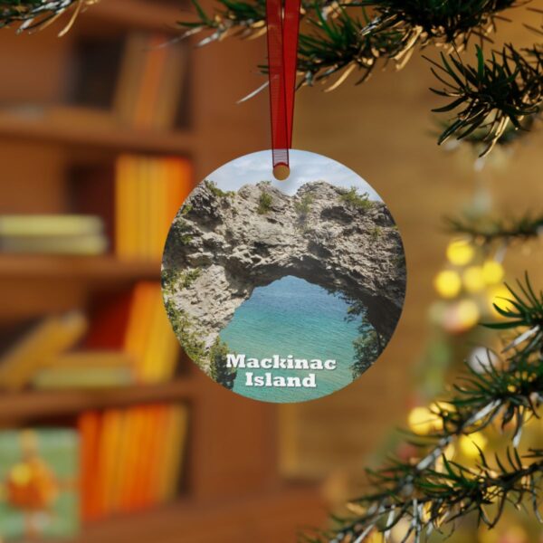 Mackinac Island Ornament - Arch Rock Scene, 3.5" Double-Sided Aluminum Christmas Ornament, Personalized Gift - Image 3