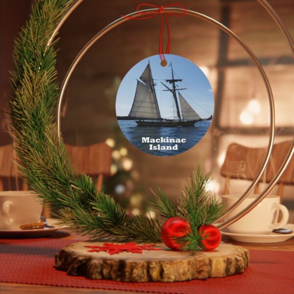 Mackinac Island Ornament - Schooner on Lake Huron Scene, 3.5" Double-Sided Aluminum Christmas Ornament, Personalized Gift - Image 4