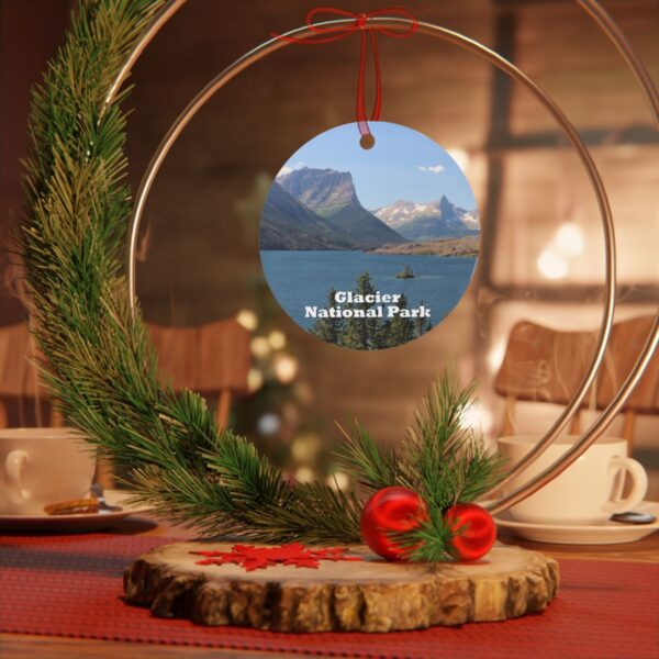 Glacier National Park Ornament - Saint Mary Lake Scene, 3.5" Double-Sided Aluminum Christmas Ornament, Personalized Gift - Image 4