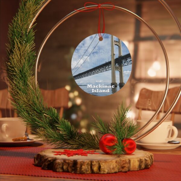 Mackinac Island Ornament - Mighty Mac Bridge Scene, 3.5" Double-Sided Aluminum Christmas Ornament, Personalized Gift - Image 4