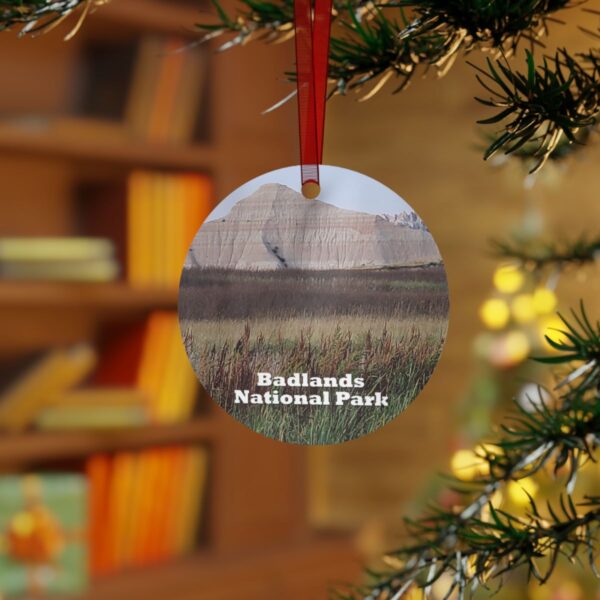 Reeds Ornament - Badlands National Park Landscape, 3.5" Double-Sided Aluminum Christmas Ornament, Personalized Gift - Image 3