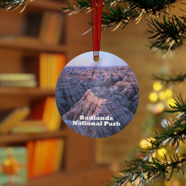 Badlands National Park Ornament - Sunrise Over Badlands, 3.5" Double-Sided Aluminum Christmas Ornament, Personalized Gift - Image 3