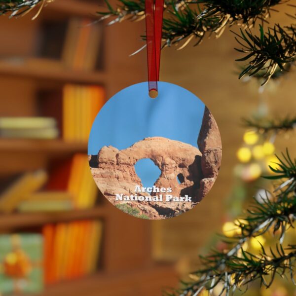 Arches National Park Ornament - Turret Arch, 3.5" Double-Sided Aluminum Christmas Ornament - Image 3