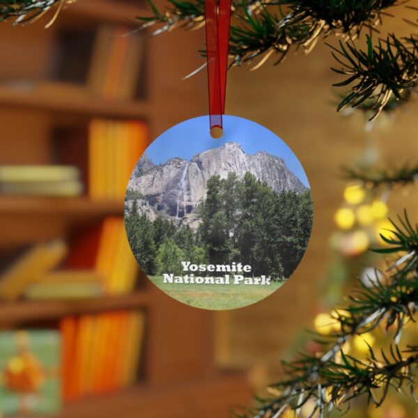 Yosemite National Park Ornament - Yosemite Falls Scene, 3.5" Double-Sided Aluminum Christmas Ornament, Personalized Gift - Image 3