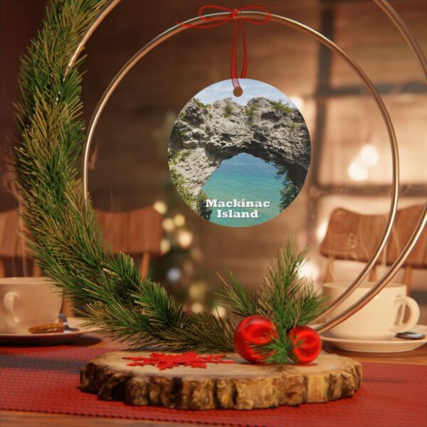 Mackinac Island Ornament - Arch Rock Scene, 3.5" Double-Sided Aluminum Christmas Ornament, Personalized Gift - Image 4