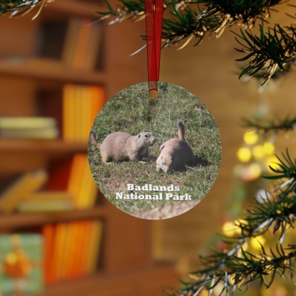 Badlands National Park Ornament - Prairie Dog Couple, 3.5" Double-Sided Aluminum Christmas Ornament, Personalized Gift - Image 3