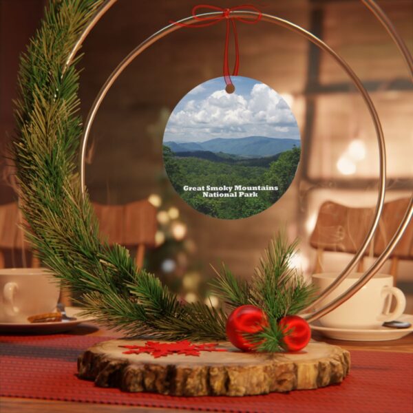 Great Smoky Mountains National Park Ornament - Scenic View of Tennessee Mountains, 3.5" Double-Sided Aluminum Christmas Ornament - Image 4