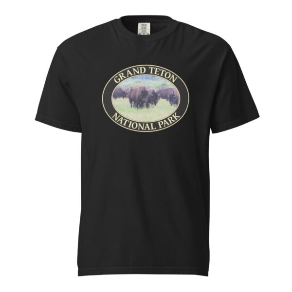 Wild Buffalo Grand Teton National Park T-Shirt – Iconic Wildlife Comfort Colors Tee (Front print, black graphic) - Image 3