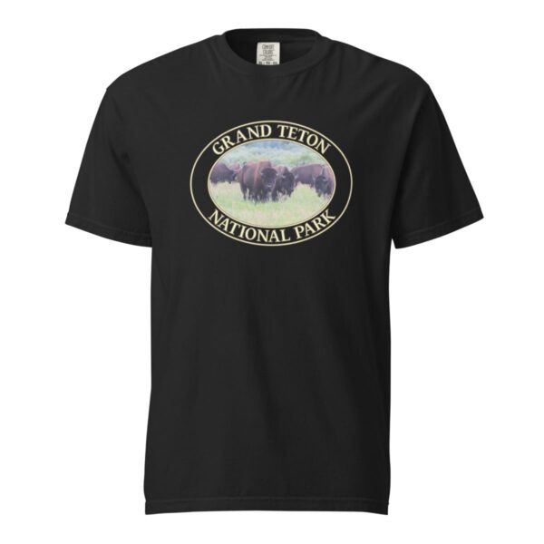 Wild Buffalo Grand Teton National Park T-Shirt – Iconic Wildlife Comfort Colors Tee (Front print, transparent graphic) - Image 3