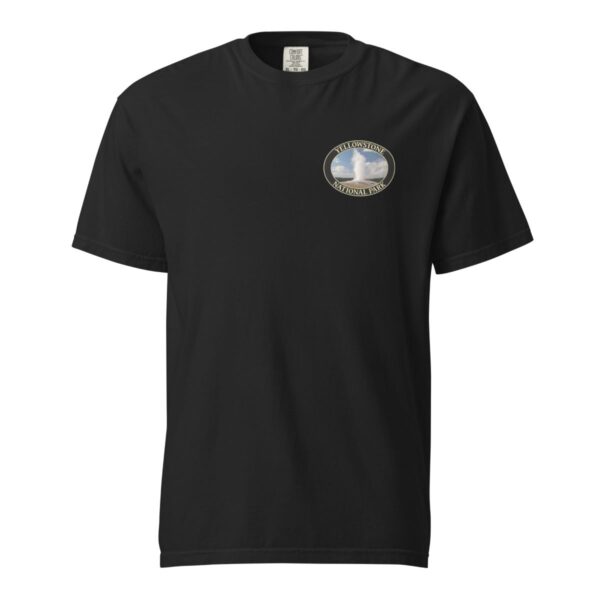 Old Faithful T-Shirt – Yellowstone National Park Iconic Geyser Tee (Back Print, Black Graphic) - Image 3