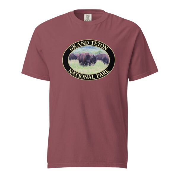 Wild Buffalo Grand Teton National Park T-Shirt – Iconic Wildlife Comfort Colors Tee (Front print, black graphic) - Image 4