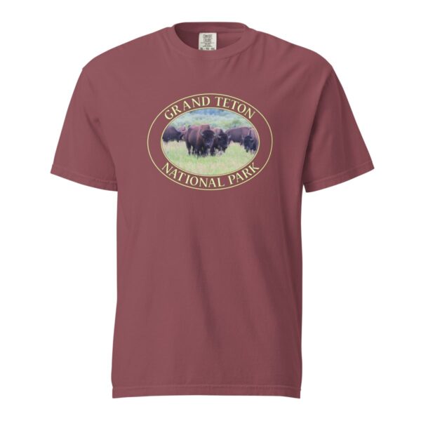 Wild Buffalo Grand Teton National Park T-Shirt – Iconic Wildlife Comfort Colors Tee (Front print, transparent graphic) - Image 4