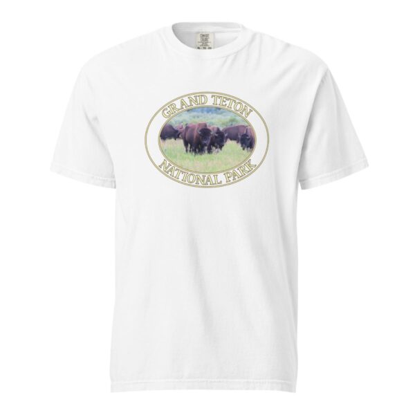 Wild Buffalo Grand Teton National Park T-Shirt – Iconic Wildlife Comfort Colors Tee (Front print, transparent graphic) - Image 7