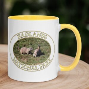 Prairie Dog Couple at Badlands National Park coffee mug featuring South Dakota wildlife.