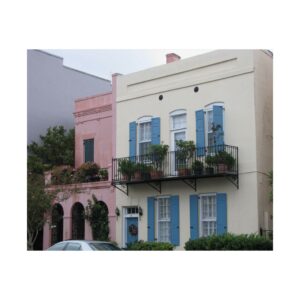 Rainbow Row in Charleston, South Carolina – Historic Pastel Homes with Blue Shutters and Balcony – Fine Art Giclée Print on 300 gsm Paper