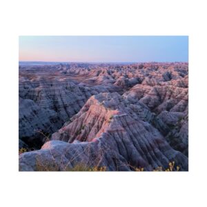 Sunrise over Rugged Buttes at Badlands National Park South Dakota | Vibrant Pink, Purple, and Blue Desert Landscape Photography | Scenic Travel Wall Art Print for Nature Lovers