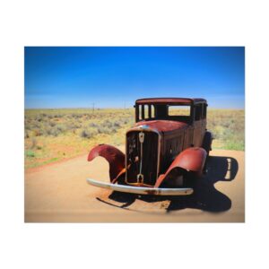 Antique Car – Route 66 Near Holbrook, Arizona Matte Print | Southwest Desert Landscape Wall Art | Vintage Americana Photography