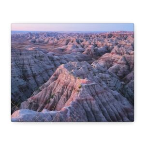 Sunrise over Buttes and Cliffs at Badlands National Park South Dakota | Wrapped Canvas Wall Art | Vibrant Pastel Sky and Desert Landscape for Rustic, Modern, or Nature-Inspired Home Décor
