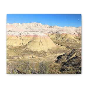 Yellow Mounds Badlands National Park South Dakota Wrapped Canvas Wall Art – Scenic Landscape Photography, Vibrant Geologic Formations, Prairie Grasslands, National Park Nature Décor