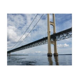 Mighty Mac Mackinac Bridge Matte Print – Michigan Great Lakes Landmark Photography – Lake Huron and Lake Michigan Suspension Bridge Wall Art Poster (Unframed)